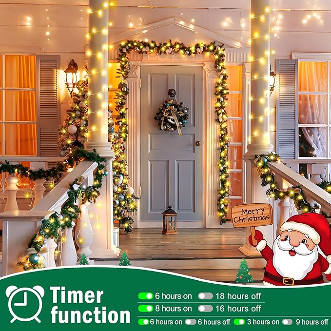 SAUIRS 403FT 1000 LED Christmas Lights Outdoor String Lights with 8 Modes Timer Waterproof Fairy Light Plug in for Outside Indoor Party Xmas Palm Tree Yard Wedding Decorations(Warm White)