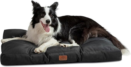 Bedsure Dog Beds Large Sized Dogs - Washable Pet Bed Mattress with Oxford Fabric, Pet Pillow Cushion for Crate, Grey Dog Mat Outdoor, 36x27x4, Black