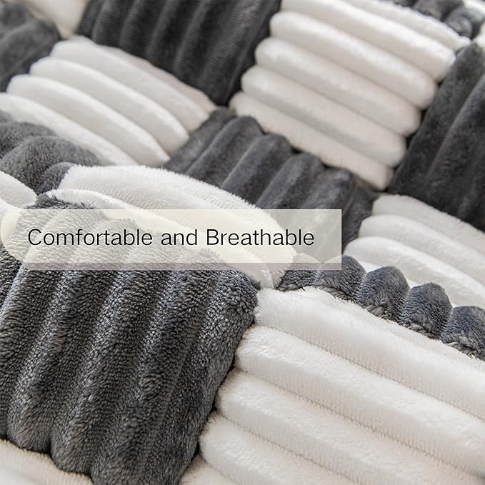 Couch Covers for Dogs and Cats, Fuzzy Dog Sofa bed with Cream Square Plaid, Plush Pet Couch Cover Bed, Thickened Quilted Furniture Protector Mat for Large Medium Pets (Dark Grey 35.43"*35.43")