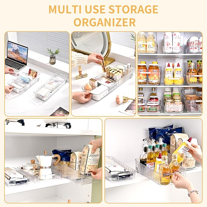 Refrigerator Organizers and Storage 2pcs Rolling Storage Bins Fridge Organizer BPA-Free Refrigerator Organizer for Deep Cabinet