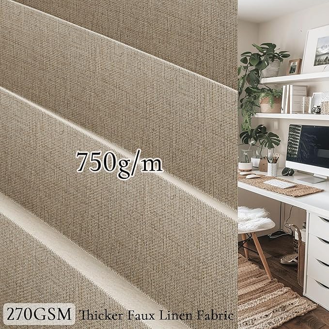 100% Blackout Magnetic Folding Door Curtain, Faux Linen Blackout Thermal Insulated Pinch Pleat Drape for Bedroom, Living Room Patio Door, 1 Panel, W52 x L72, Tan