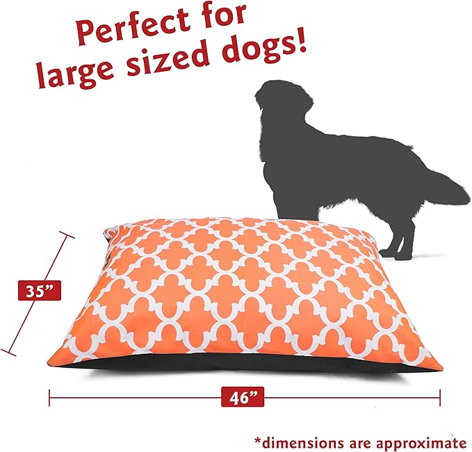 Majestic Pet Rectangle Large Comfy Non Slip Dog Crate Bed - Washable - Super Value Pillow - Dog Kennel - Large Breed 46 x 35 Inch - Trellis Orange