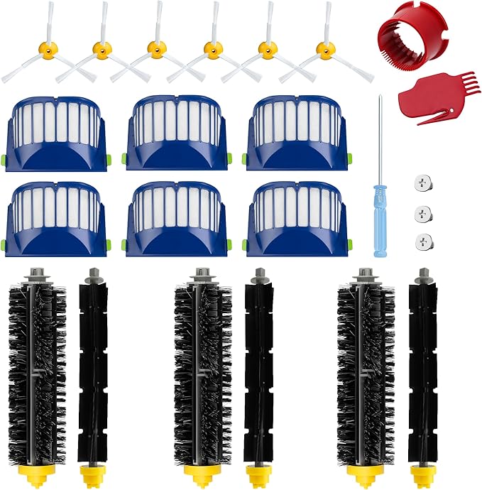 Funmit Parts Replacement for Roomba 500 600 Series 595 585 564 690 692 694 Vacuum Cleaner Accessories- Includes 6 Filter, 6 Side Brush and 3 Bristle Brush