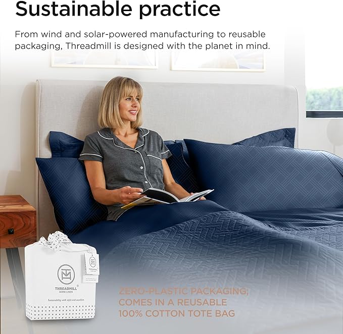 Threadmill King Size Sheets for King Mattress | 800 Thread Count Jacquard Folkstone Blue | Better Than Egyptian Cotton | 4 Pc Bed Sheets | Damask Sheets Fits 16'' Deep Pocket | 100% Cotton Sheet