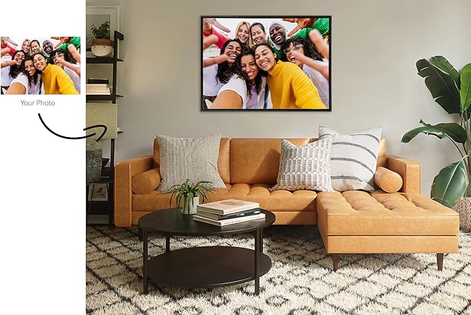 Kate and Laurel Custom Printed Framed Canvas Wall Art, 38x28 Black, Sylvie Personal Canvas Print with Your Photos for Bedroom or Living Room Gallery Wall Decor | Printed and Hand Framed in the USA