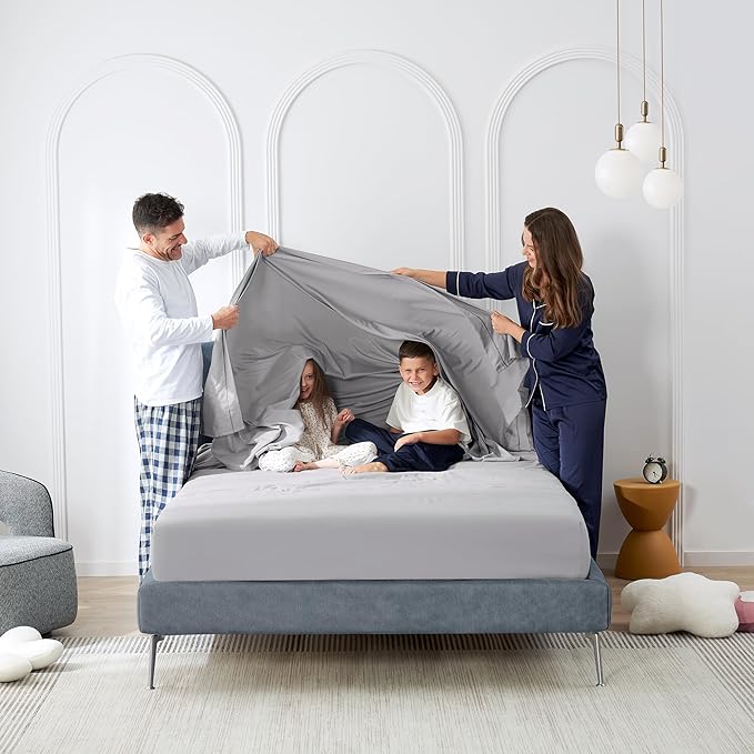 CASUAL LIVING Full Sheets Set 4 Piece Cooling Sheets with 2 Pillowcases Soft Microfiber Hypoallergenic Washable Bed Set Deep Pocket Lightweight Bedding Elasticized for Bedroom, Full, Grey