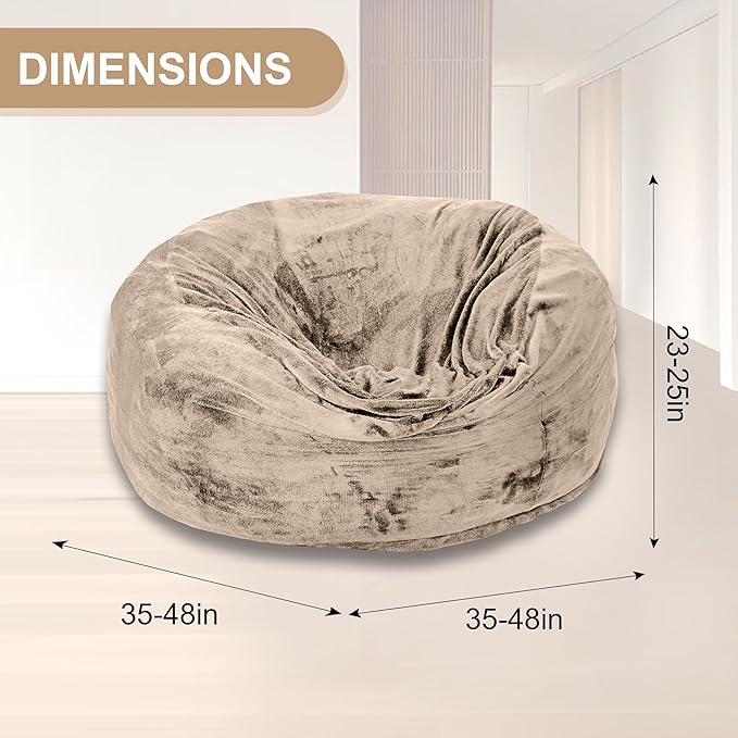 Bean Bag Chair for Adults,4FT Oversize Floor Bean Bags Offers Ample Space for Adults,Memory Foam Giant Bean Bags,Lounger Versatile Design Suits Any Room,Movie Nights,Reading (Apricot, 4FT)