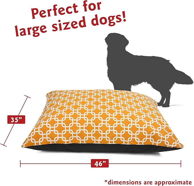 Majestic Pet Rectangle Large Dog Bed Washable – Non Slip Comfy Pet Bed – Dog Crate Bed Super Value Pillow Dog Bed – Dog Kennel Bed for Sleeping - Dog Bed Large Breed 46 x 35 Inch – Links Yellow
