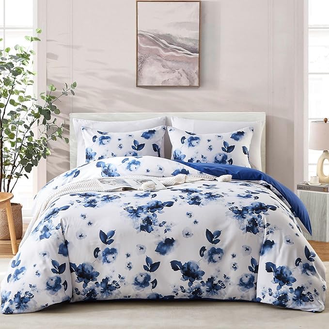 Cupocupa Duvet Cover Twin Size Set Boho Floral Pattern Twin Duvet Cover Set for Twin Size Bed Vintage Soft Bedding Leaf Print Duvet Cover with Pillowcases