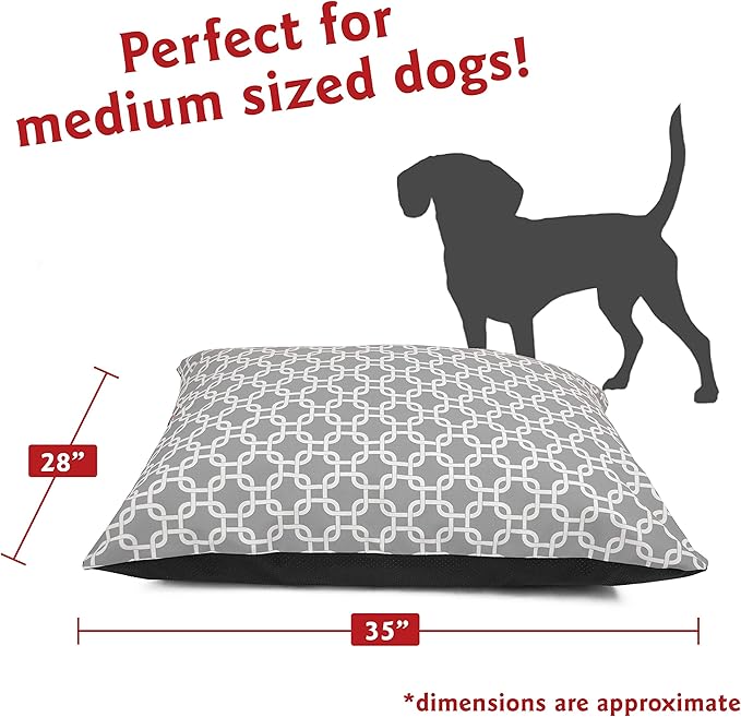 Majestic Pet Rectangle Medium Dog Bed - Non-Slip Washable Crate Kennel Pillow for Sleeping - 35 x 28 Inch for Medium Breeds - Links Gray