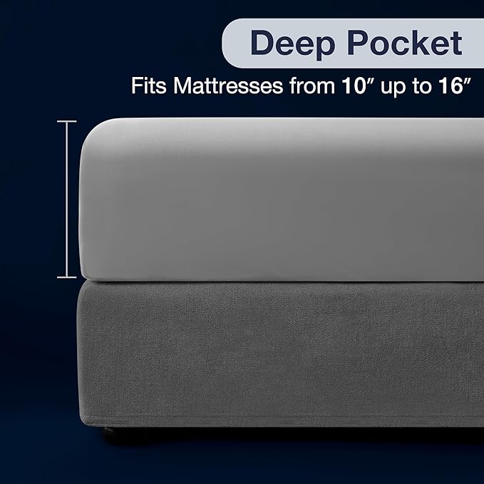 CASUAL LIVING Full Sheets Set 4 Piece Cooling Sheets with 2 Pillowcases Soft Microfiber Hypoallergenic Washable Bed Set Deep Pocket Lightweight Bedding Elasticized for Bedroom, Full, Grey