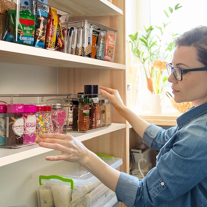 ClearSpace Plastic Pantry Organization and Storage Bins with Lids – Perfect Kitchen Organization or Kitchen Storage – Fridge Organizer, Refrigerator Organizer Bins, Cabinet Organizers