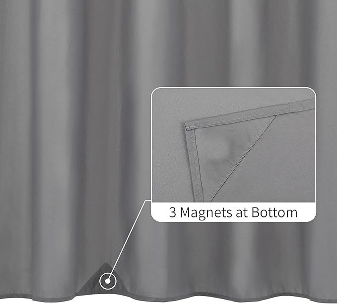 ALYVIA SPRING Extra Long Fabric Shower Curtain Liner Waterproof - 72" x 84", Soft & Lightweight XL Shower Curtain with 3 Magnets, Machine Washable - 72x84, Grey