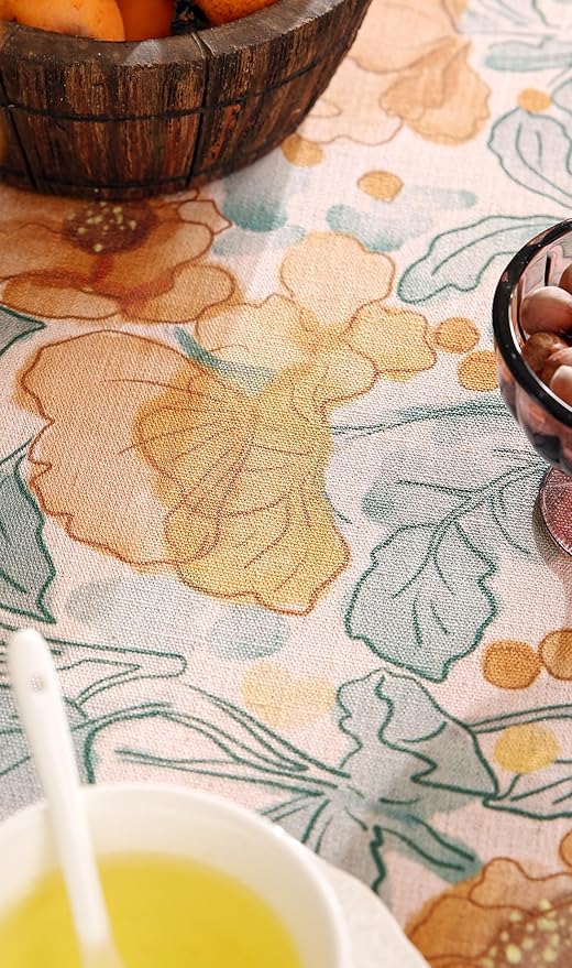 Vintage Small Round Tablecloth,Italian Linen Farmhouse Soft and Wrinkle Resistan Table Cloth,Decorative Table Cover for Kitchen,Dining,Tea Party,Home,Christmas,Diameter 55"-Positano