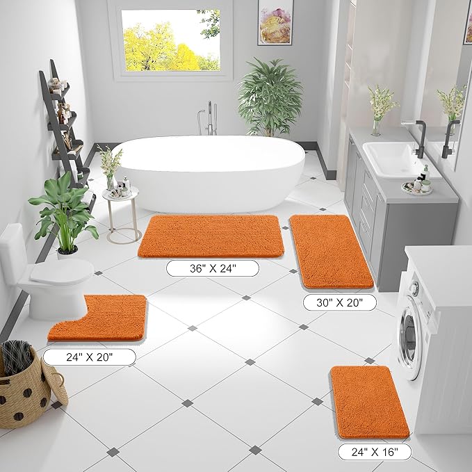 OLANLY Bathroom Rugs 30x20, Extra Soft Absorbent Chenille Bath Rugs, Rubber Backing Quick Dry, Machine Washable Bath Mats for Bathroom Floor, Tub and Shower, Home Decor Accessories, Clay