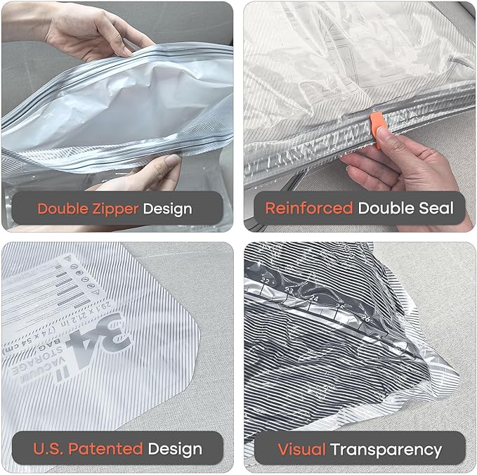 Vacuum Seal Bags for Clothing, 8 Pack 39" Vacuum Storage Bags with Rechargeable Cordless Pump Compression Packing for Clothes Blankets Space Saver for Queen-Size Duvets Comforters Pillows