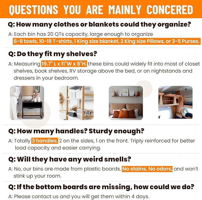 Extra Large Closet Organizers Bins 8 Pack - Blanket Basket for Organizing/Home Clothes Storage Bins for Jeans/Toy Organizers for Nursery/Wardrobe Shelf Closet Organization for Purse Hats Towel