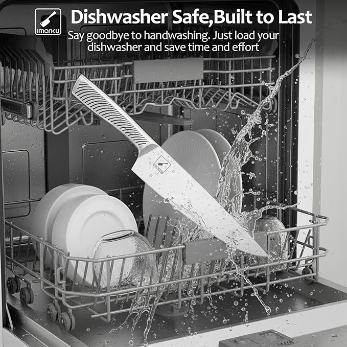 imarku Kitchen Knife Set, 15 Piece Premium Knife Block Set, Dishwasher Safe Knives Set for Kitchen, Razor Sharp Japanese Knife Set with Built-in Sharpener, Ergonomic Handle, Brown