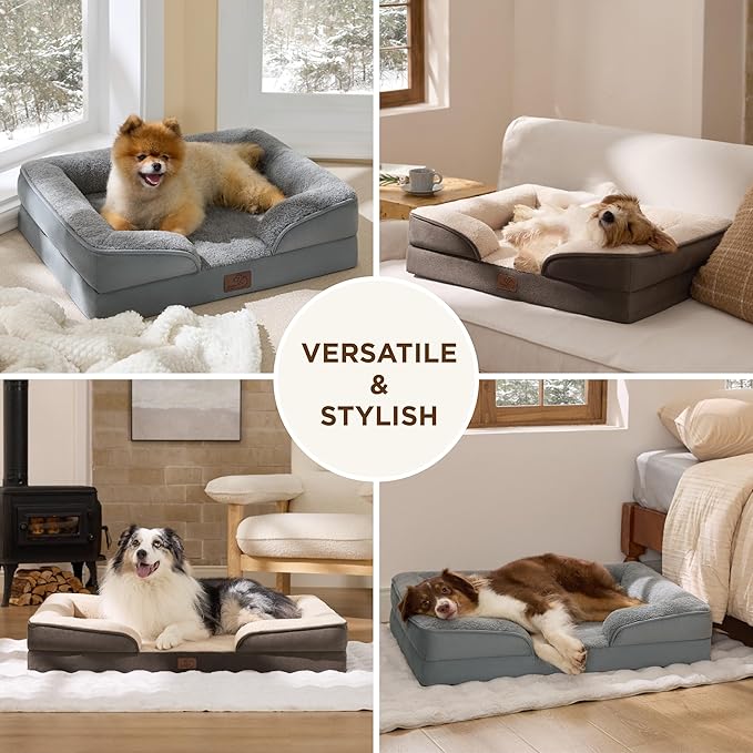 Bedsure Self Warming Orthopedic Dogs Bed for Small Dogs - Washable Small Dog Bed Waterproof, Comfort Pet Couch with Removable Cover, Pets Sofa with Nonskid Bottom, Brown, Non-Electric