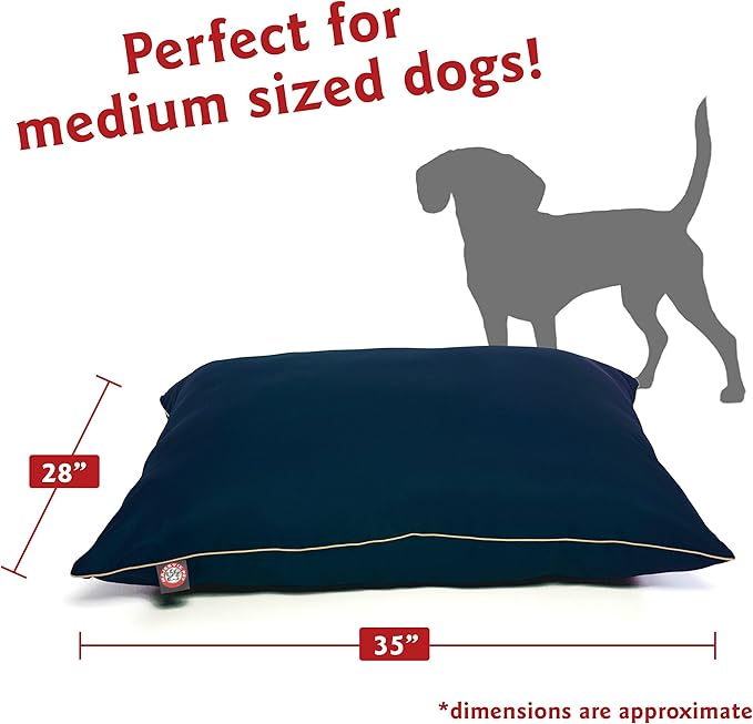 Majestic Pet Rectangle Medium Dog Bed Washable – Non Slip Comfy Pet Bed – Dog Crate Bed Super Value Pillow Dog Bed – Dog Kennel Bed for Sleeping - Dog Bed Medium Breed 35 x 28 Inch – Solid Blue