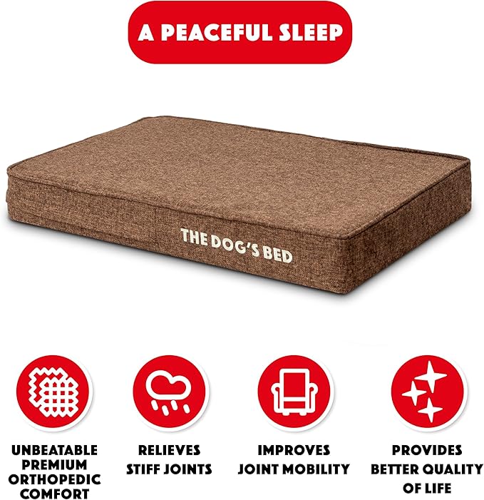 The Dog’s Bed Orthopedic Dog Bed Brown Linen Small
