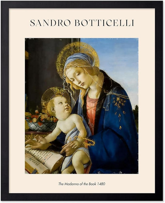 Poster Master Sandro Botticelli Poster - Portrait of A Young Man Print - Italian Art - Renaissance Art - Man in Beretta Hat Art - Portrait Art - Classic Living Room Decor, 8x10 Black Framed