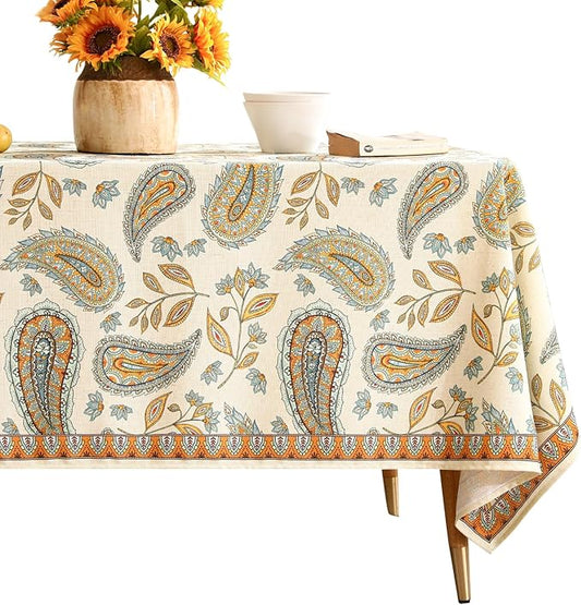 patdrea Designer Vintage French Long Rectangle Table Cloth,Italian Floral Wrinkle Free Farmhouse Tablecloth,Decor Table Cover for Kitchen Dining,Christmas,Tea Party,Thanksgiving,63"x94"-Lysaniya