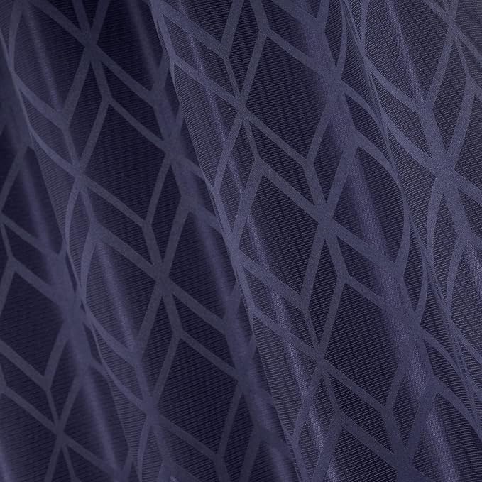 Amazon Basics Jacquard 2-Piece 100% Blackout Curtains, Living Room and Bedroom Drapes, Thermal Insulated Window Treatment, 42"x95", Dark Blue