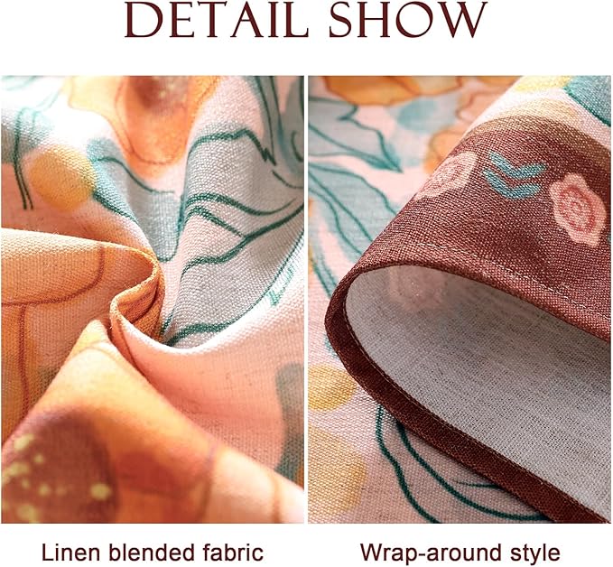 Vintage Linen Round Tablecloth,Italian Orange Floral Soft and Wrinkle Free Tablecloths,Decorative Table Cover for Kitchen,Dining,Tea Party,Home,Christmas,Diameter 67"-Positano