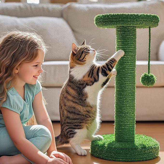 PowerKing Natural Sisal Replacement Scratching Post, 15.7'' 2 Pieces M8 Cat Scratch Post Refill Pole Parts for Refurbishment, Include Screws (Green)