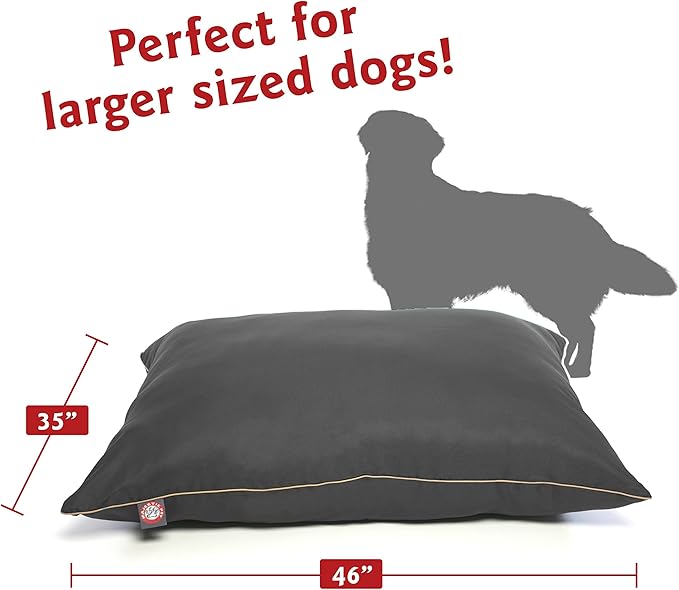 Majestic Pet Rectangle Large Dog Bed Washable – Non Slip Comfy Pet Bed – Dog Crate Bed Super Value Pillow Dog Bed – Dog Kennel Bed for Sleeping - Dog Bed Large Breed 46 x 35 Inch – Solid Gray