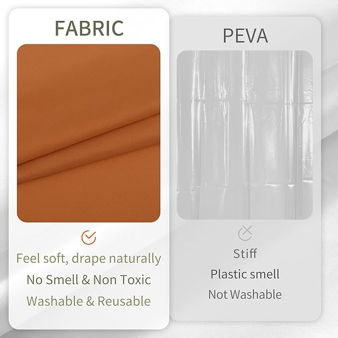 ALYVIA SPRING Stall Fabric Shower Curtain Liner Waterproof - Soft & Lightweight Small Shower Curtain with Magnets for Narrow Stall Size, Machine Washable - 36x72, Burnt Orange