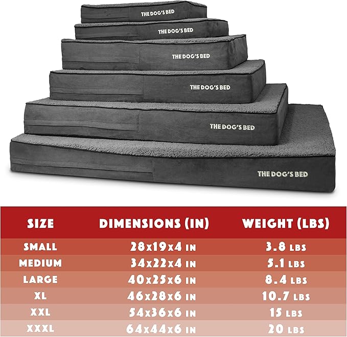 The Dog’s Bed Orthopedic Jumbo Memory Foam Dog Bed, XXXL Grey Plush, Pain Relief for Arthritis, Hip & Elbow Dysplasia, Post Surgery, Lameness, Supportive, Waterproof Washable Cover