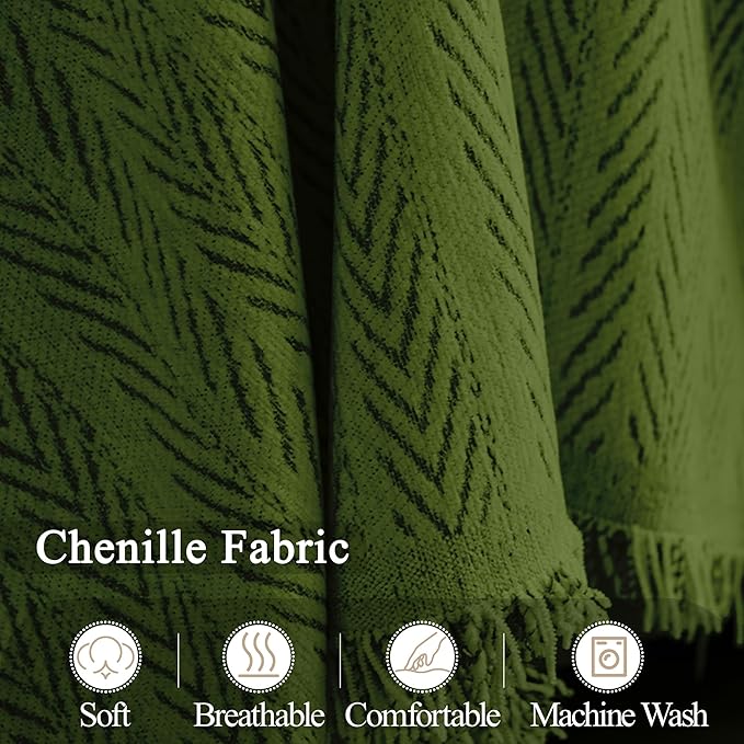 ALIECOM Boho Couch Covers for Sectional Sofa 2 Piece Thick Chenille L Shape Sectional Sofa Cover for Dogs Couch Cover Blanket Sofa Slipcovers Pet Furniture Protector Washable (XX-Large, Lines Green)