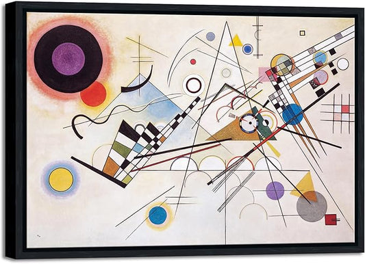 Wieco Art Framed Canvas Wall Art Wassily Kandinsky Composition VIII Picture Print of Abstract Famous Paintings Canvas Prints for Living Room Home Decor Wall Decorations