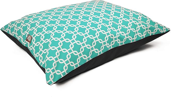 Majestic Pet Rectangle Medium Non Slip Comfy Dog Bed - Super Value Pillow - Dog Crate Kennel Bed for Sleeping - Medium Breed 35 x 28 Inch - Links Teal