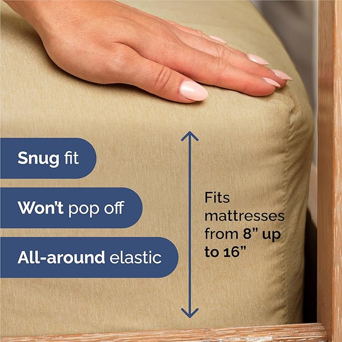 Split King Size 5 Piece Sheet Set - Comfy Breathable & Cooling Bed Sheets Set - Hotel Luxury Bedding for Women, Men, Kids, Teens, Boys & Girls - Deep Pockets & Wrinkle Free - Tan (Heathered Sheets)