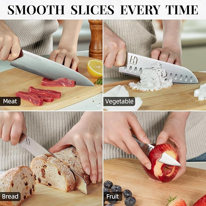 Knife Set Premium, Japanese 14 Pcs Kitchen Knife Block Set Enduring Razor Sharp High Carbon Stainless Steel, Black Chef Knives Set with Built-in Sharpener and Quality Acacia Wood Block