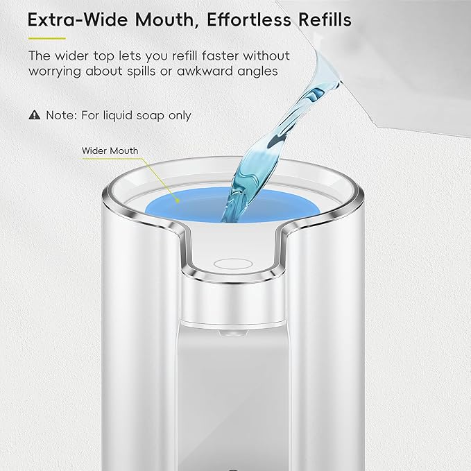 EKO Aroma Pro 13.5 fl oz Touchless Automatic Liquid Soap Dispenser, Rechargeable Electric Hand & Dish Soap Dispenser for Bathroom and Kitchen Sink, IPX7 Waterproof, Adjustable Volume Control (White)