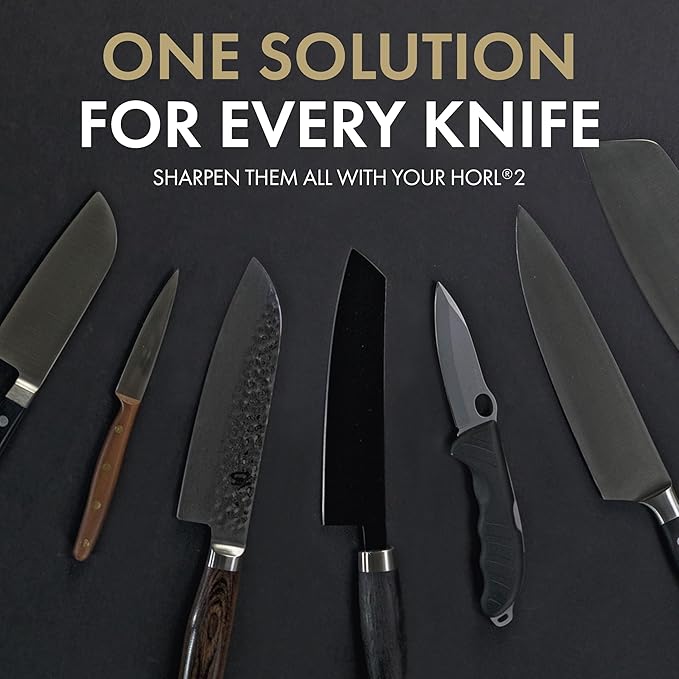 HORL 2 Oak Kitchen Knife Sharpener for Razor Sharp Edges Made in Germany - Rolling Sharpener for knives - Rolling Knife Sharpening Kit with Magnetic Holder with 15 & 20 Degrees