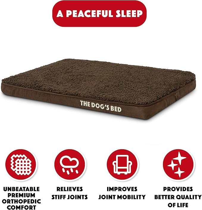 The Dog’s Bed Orthopedic Memory Foam Dog Bed, Small Brown Plush, Pain Relief for Arthritis, Hip & Elbow Dysplasia, Post Surgery, Lameness, Supportive, Calming, Waterproof Washable Cover
