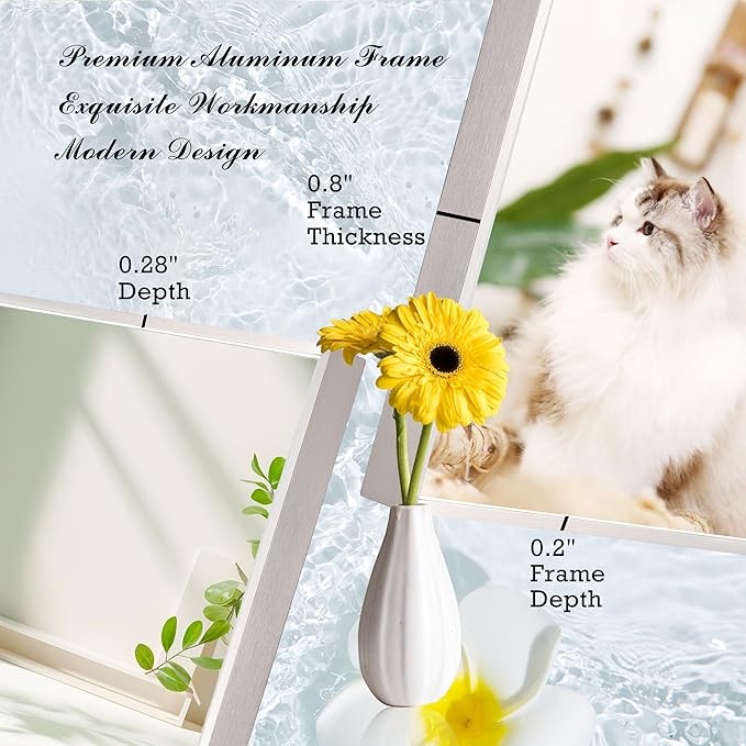 20x40 Inch Nickel Bathroom Mirror for Wall, Aluminum Frame Rectangle Rectangular Vanity Mirror, Modern Large for Bedroom, Living Room, Horizontal or Vertical