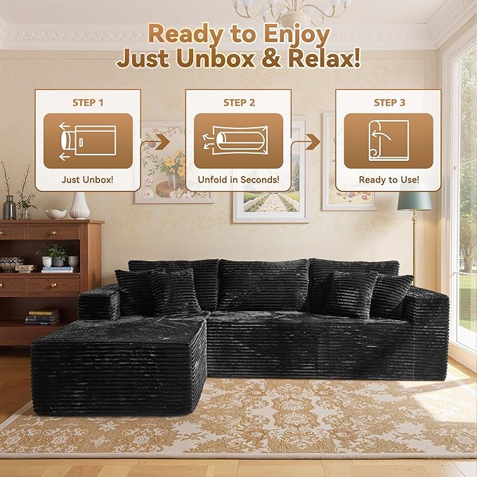 108" Modular Sectional Sofa, Cloud Sectional Couch with Deep Seat, Modern Modular L-Shape Sofa Couch with Chaise,Upholstered Couches for Living Room Bedroom