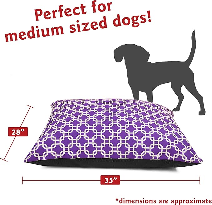 Majestic Pet Rectangle Medium Dog Bed - Non-Slip Washable Comfy Crate Pillow for Sleeping - Kennel Bed for Medium Breed, 35 x 28 Inch, Links Purple
