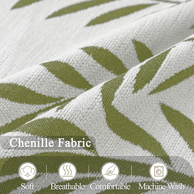 ALIECOM Boho Couch Covers for Sectional Sofa 2 Piece Thick Chenille L Shape Sofa Cover Washable Reversible Couch Cover Blanket Chaise Slipcovers Pet Dog Furniture Protector (X-Large, Leaves Green)