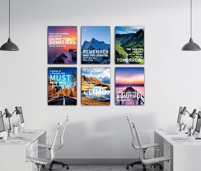 Landscape Canvas Wall Art，Motivational Wall Art Decoration Painting .Suitable forGym, Library, Office, Living Room and Home Deco,Tabletop/Hanging(29x38cm) Framed 2