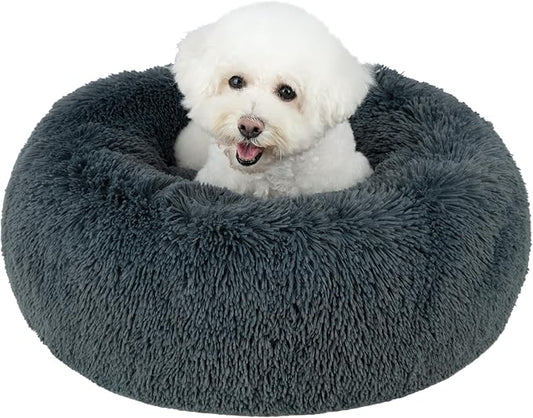 Best Pet Supplies Dog House Bed Crate Mat Tent Indoor Round Soft Plush for Small, Medium, and Large Breeds - Gray, 30 x 30 x 8
