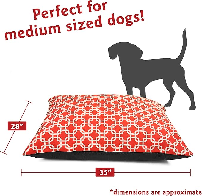 Majestic Pet Medium Dog Bed Washable Non Slip Comfy Rectangle Pet Bed Super Value PillowKennel Dog Bed for Medium Breed Sleeping - Multipurpose 35 x 28 Inch Links Red