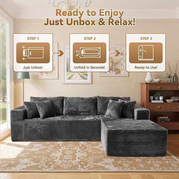 108" Modular Sectional Sofa, Cloud Sectional Couch with Deep Seat, Modern Modular L-Shape Sofa Couch with Chaise,Upholstered Couches for Living Room Bedroom