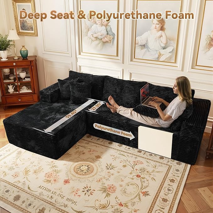 108" Modular Sectional Sofa, Cloud Sectional Couch with Deep Seat, Modern Modular L-Shape Sofa Couch with Chaise,Upholstered Couches for Living Room Bedroom